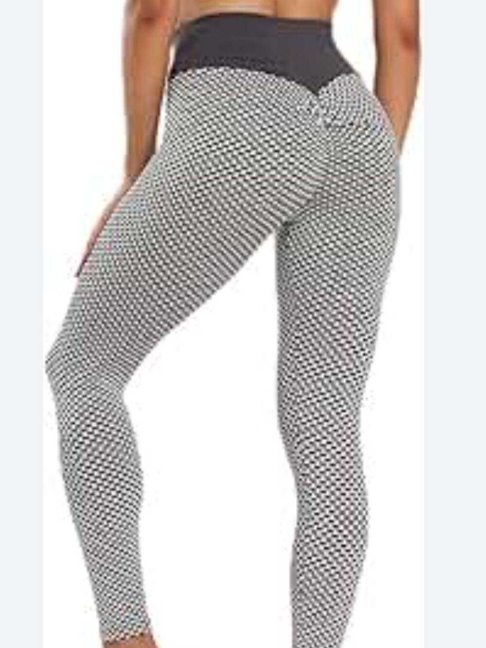 Boom Botty Workout Honeycomb  Black & White Textured High-Waist Leggings Butt